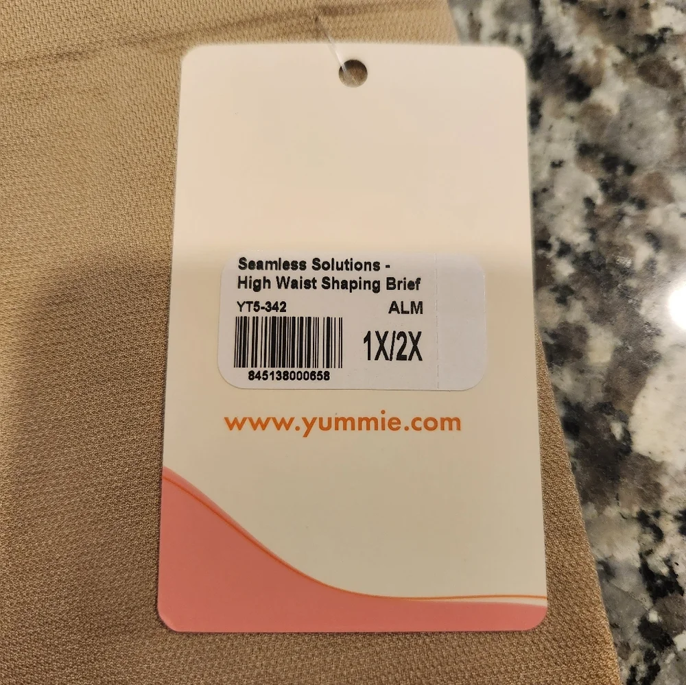 Yummie High-Waist Shaping Briefs Seamless Solutions Almond Size 1X/2X Plus Size